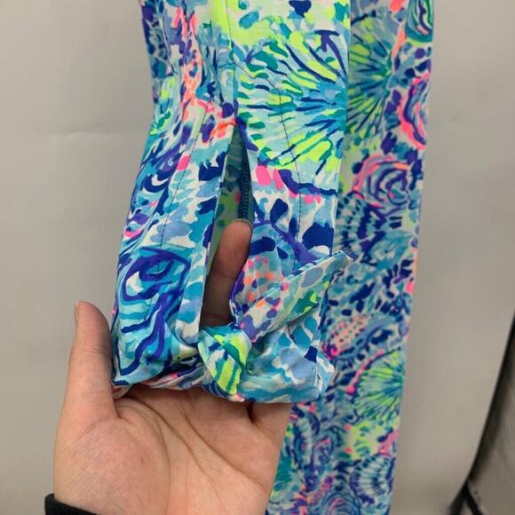 Lilly Pulitzer Dress Womens Small Blue Multi Ocean Preston Tie Half Sleeves - Picture 4 of 16